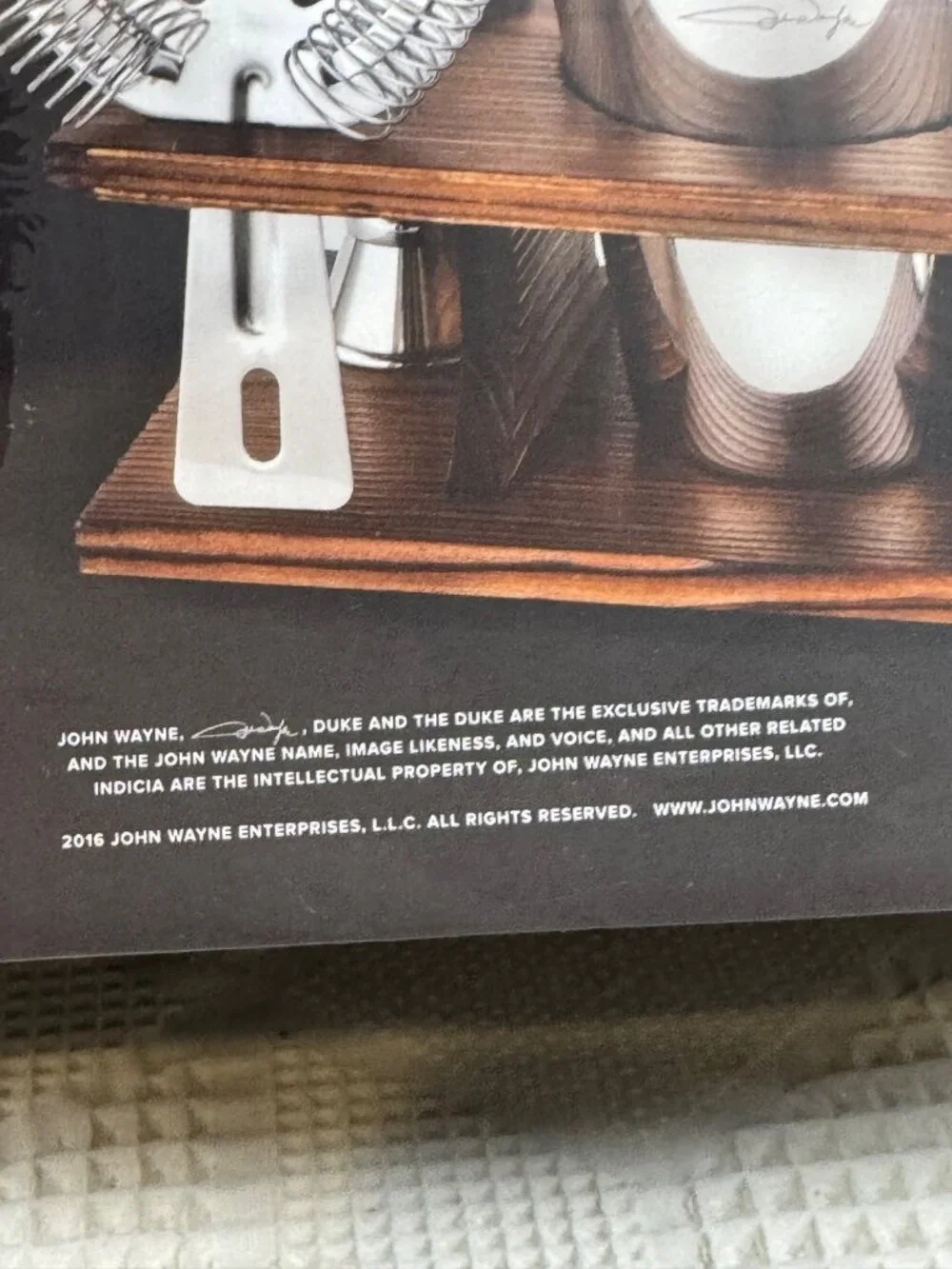John Wayne Barware Stainless Steel Cocktail Shaker Set With Pine Stand